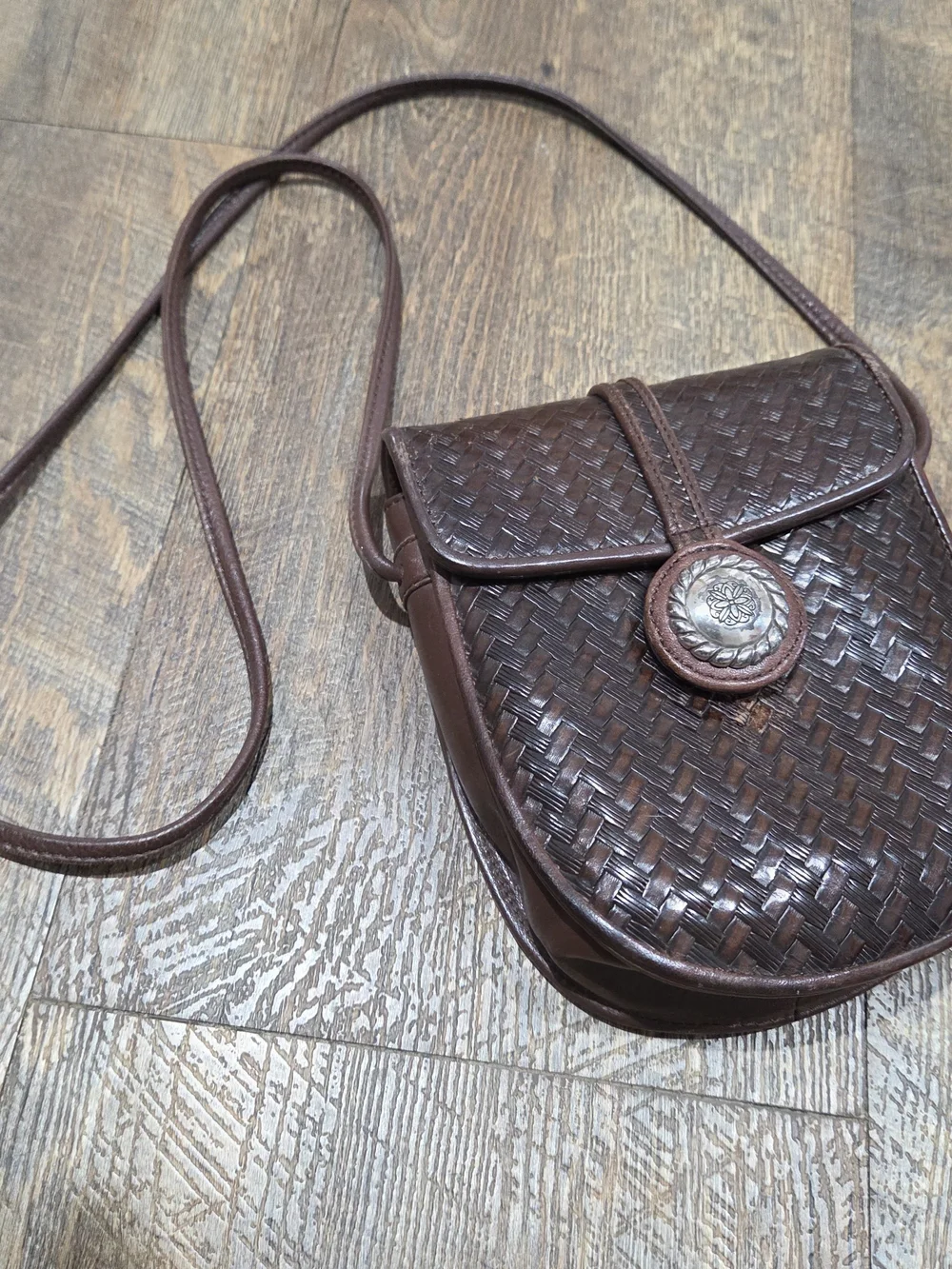 Classic Brown Woven Crossbody Bag